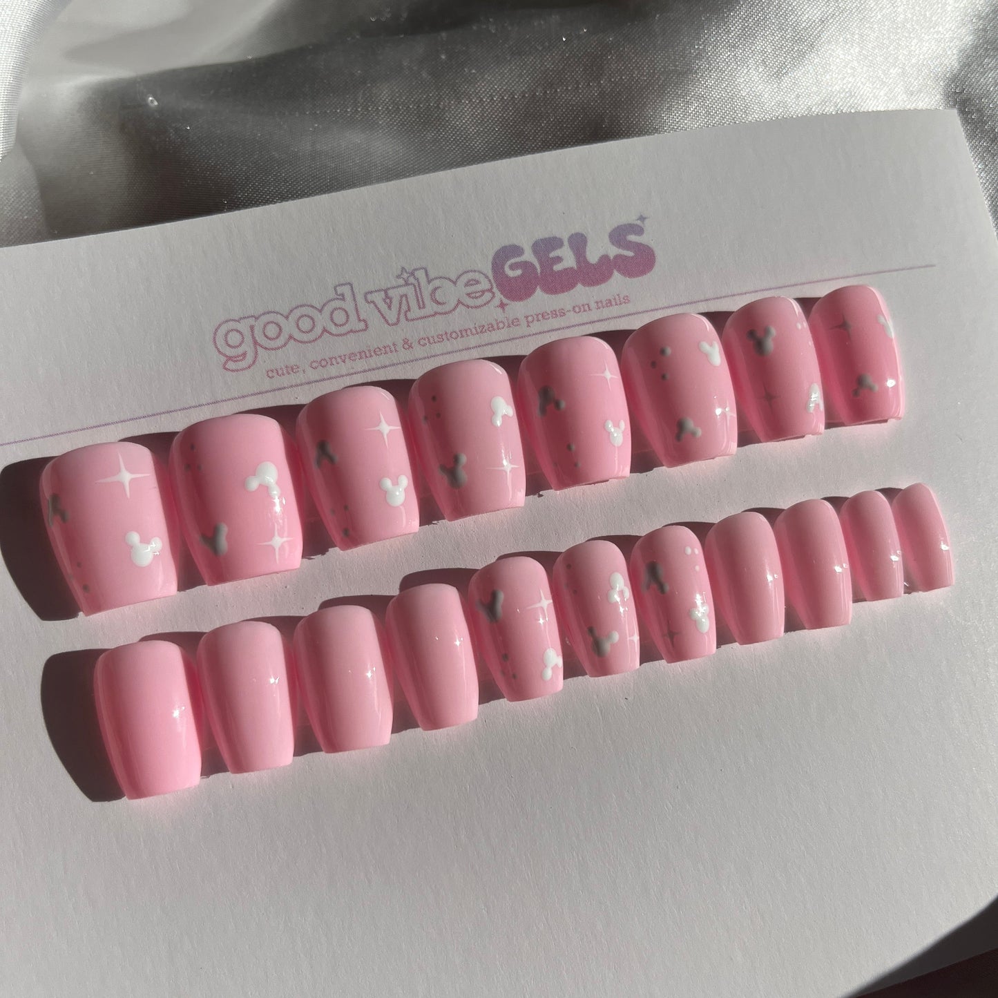 Pink Mickey Press On Nails